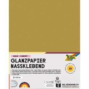 Folia Buntpapier 70018, glänzend, 35 x 50 cm, gold, 80 g/m², gummiert, selbstklebend, 20 Blatt