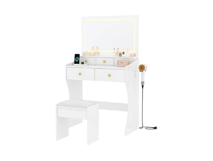 Garvee modernem Schminktisch-Set - modern, weiß, 80 cm, Spanplatte und schlicht