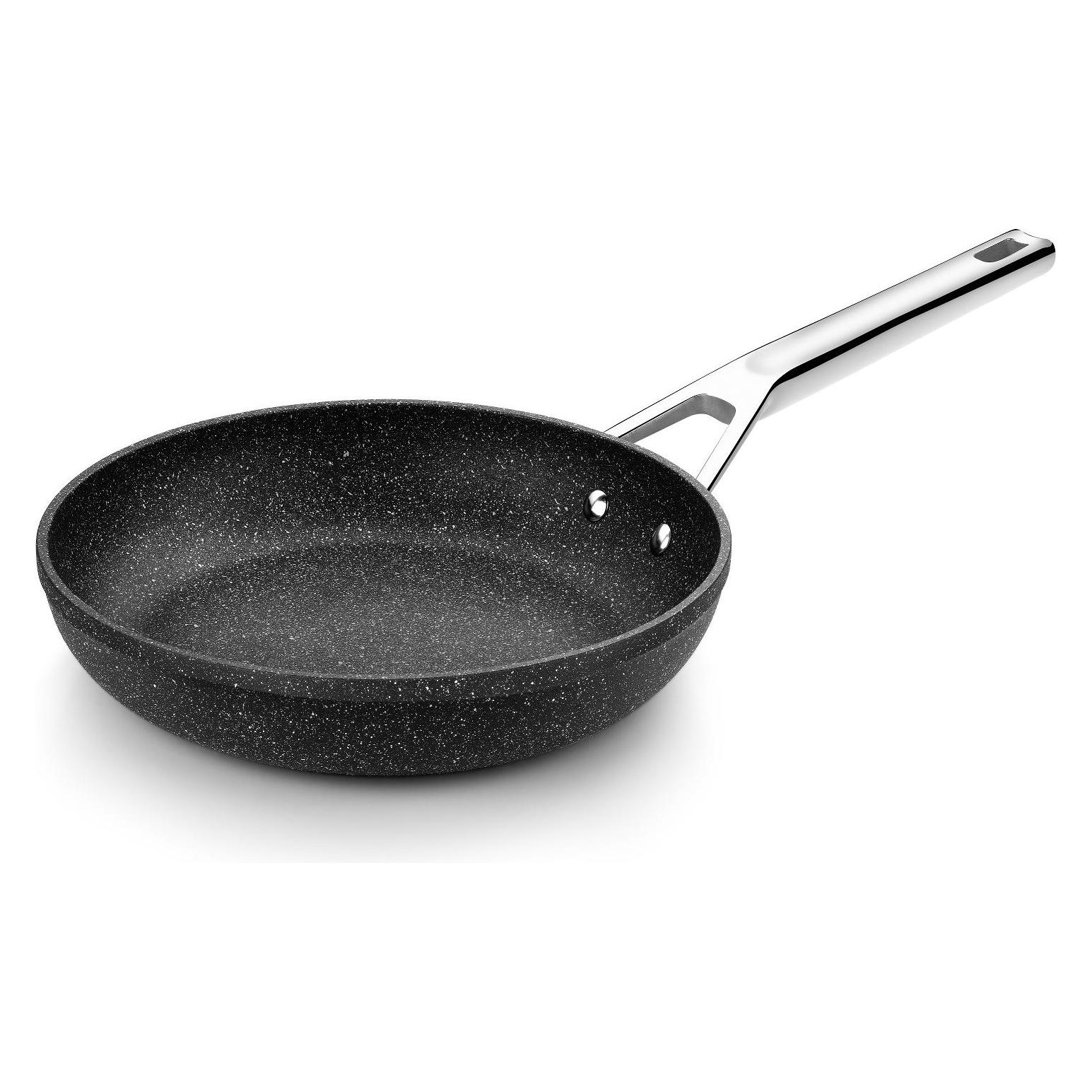 BigBuy Ø18cm PFANNE Bratpfanne QUANTANIUM SCHWARZ mit Edelstahl-Handgriff induktion (Kochtopf, Aluminium) (M741218)