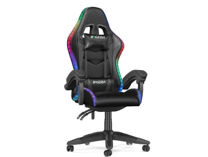 Chaise de Jeu - Ergonomique - Cuir PU - Éclairage LED RVB - Inclinable