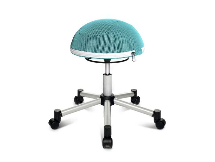 Bürohocker Topstar Sitness Half Ball Hellblau/Silbergrau, Teppichrollen, Dynamisches Sitzen - optimal für gesundes Sitzen