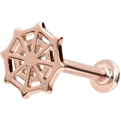 14 Karat Gold Labret mit Innengewinde SPINNENNETZ