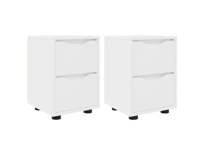 KGFHERENB 2er Set Nachttische Weiß 30,5x30x43cm Holzwerkstoff Kompakte Nachtkommode im 2er Set für das Schlafzimmer mit 2 leichtgängigen Schubladen und höhenverstellbaren Füßen.