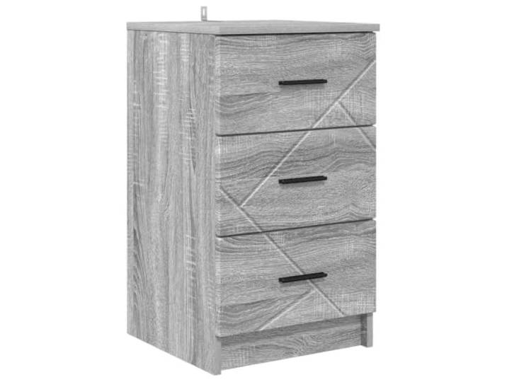 KUTYWEXFM Nachttisch Grau Sonoma 38x38x66 cm 3 Schubladen Kompakte Nachtkommode fuer das Schlafzimmer mit 3 geräumigen Schubladen und eleganten Metallgriffen fuer viel Stauraum.