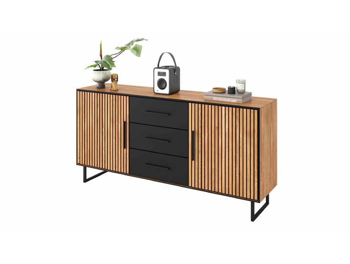 Sideboard mit 3 Schubladen Eiche massiv geölt 163 cm - BELLA