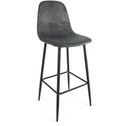 Barhocker Irelia 2er-Set aus Samt, modern, gepolstert, Dunkelgrau, Metallgestell, für Dein Zuhause
