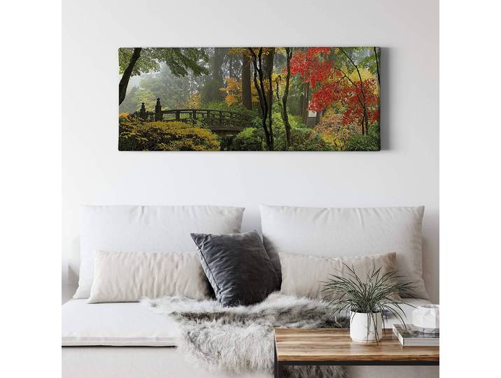 Impression sur toile Japanese Garden Polyester PVC / Épicéa Vert 100 x 40cm