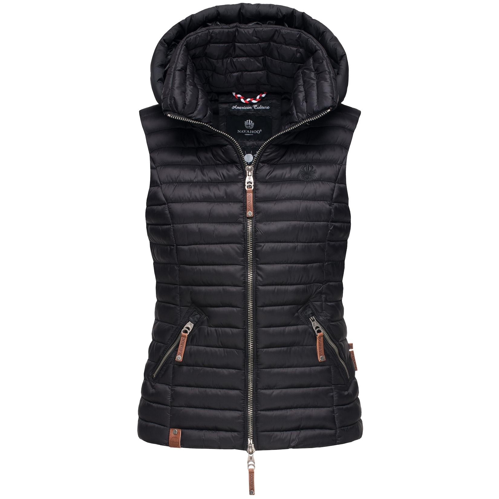 NAVAHOO Damen Designer Steppweste ärmellose Weste mit Kapuze Shadaa