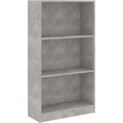 vidaXL Bücherregal 3 Fächer Betongrau 60x24x109 cm Holzwerkstoff
