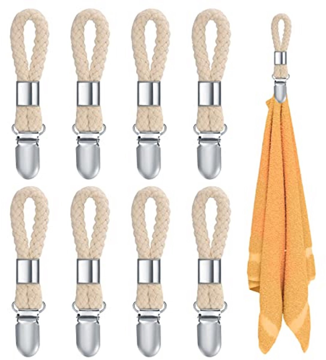Set van 8 handdoekclips voor het opbergen van keukenhanddoeken en badhanddoeken