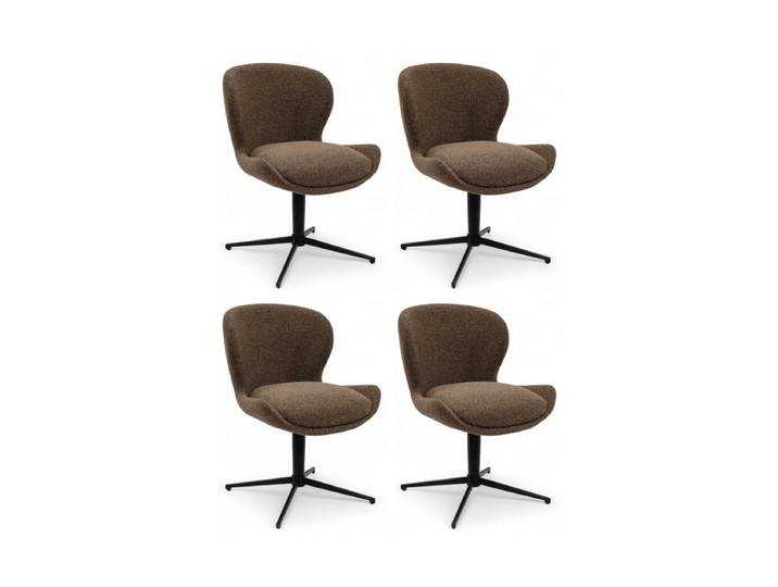 4er Set Esszimmerstühle Nicklas - Drehbar, Stoff Braun