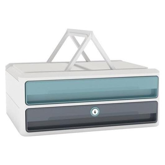 Cep Schubladenbox MoovUp mit Schloss mint, grau DIN A4 quer mit 2 Schubladen (DIN A4 quer) (1091112961)