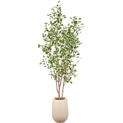 Kunstbaum CREATIV GREEN "Ficus microcarpa Hawai", grün (grün, weiß), H:190cm, Obermaterial: 100% Kunststoff, Kunstpflanzen, in beeindruckender Größe