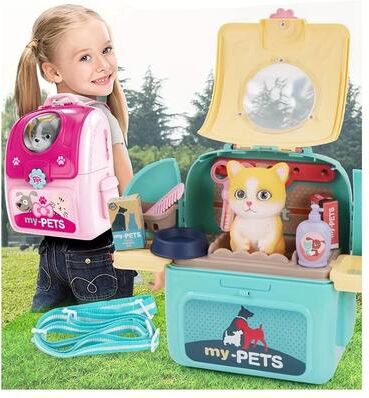 Perfect Picks Market Doctor Pretend Play Pet Care Set, Vet Dog Grooming Toys, Puppy Dog Carrier Kit For Kids cat