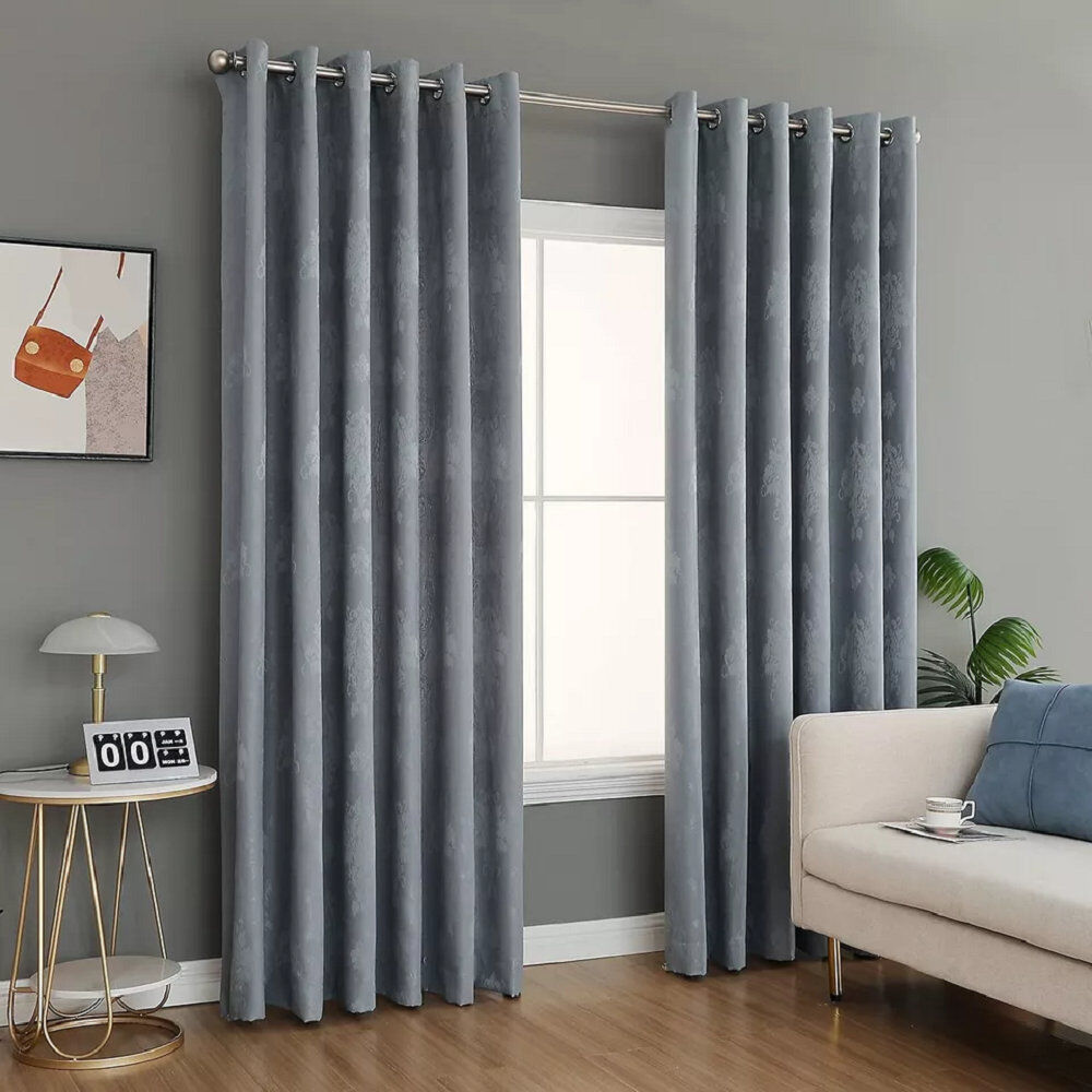 Rosdorf Park Vacaville Room Darkening Curtain Panel Pair Silver 90cm W x 90cm L