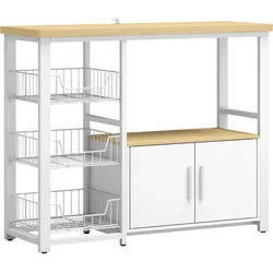 KÜCHENREGAL Spanplatte Kohlenstoffstahl Eiche Weiss