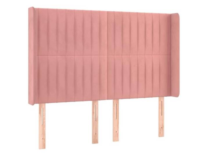 Makastle Kopfteil mit Ohren Rosa Samt 147x16x118 cm Höhenverstellbar