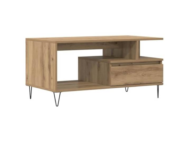 KUTYWEXFM Couchtisch Artisan-Eiche 90x49x45 cm Wohnzimmertisch Praktische Ablage für Zeitschriften im Wohnzimmer, stabiler Metallrahmen mit bis zu 60 kg Tragkraft.