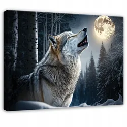 LEINWANDBILD Wolf Wald Schwarz 120x80 cm