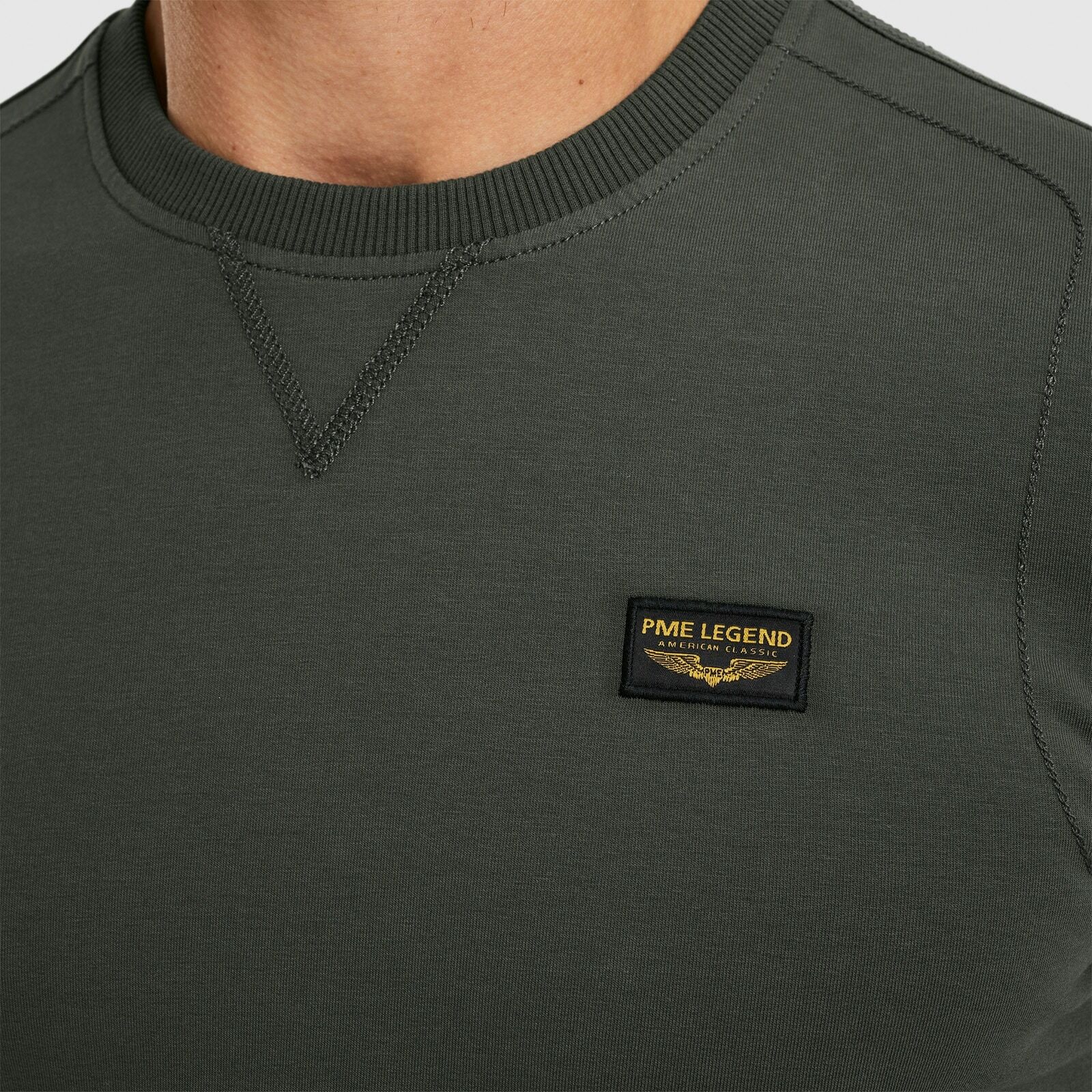 Sweatshirt PME LEGEND "Airstrip sweat", Herren, Gr. L, grau (beluga), Sweatware, Obermaterial: 100% Baumwolle, unifarben, regular fit normal, Rundhals, Rippbündchen, Sweatshirts Sweatshirt, mit Logo Stickerei