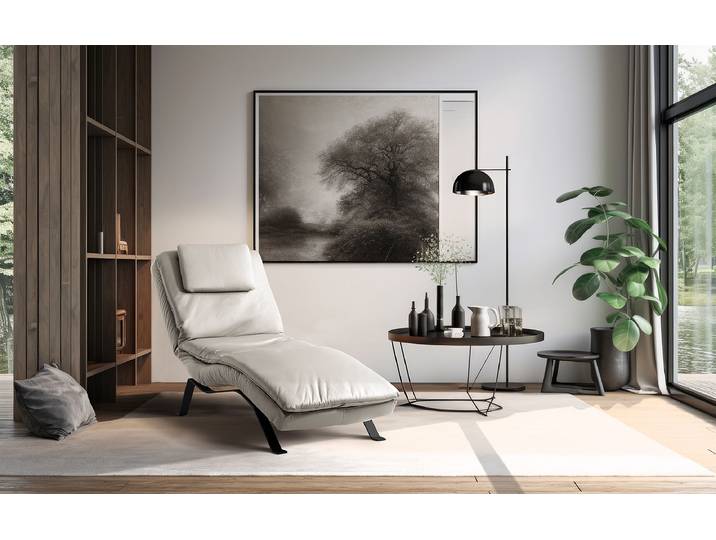 Relaxliege Kanan Grau Echtleder Mabel Schwarz 65 x 65 x 171cm