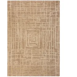 KADIMA DESIGN Teppich Kurzflor 12mm Polyester Abstraktes Labyrinth-Muster Senfgelb | 200x300cm