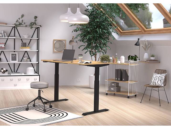 Höhenverstellbarer Schreibtisch Jet 140cm Braun/Eiche Dekor/Schwarz