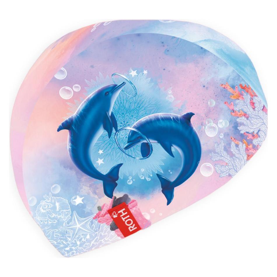 Roth Kinder-Badekappe ""Delfine"" 210 x 190 mm, 82 % Polyester, 18 % Elasthan, mit Platz für (89439)