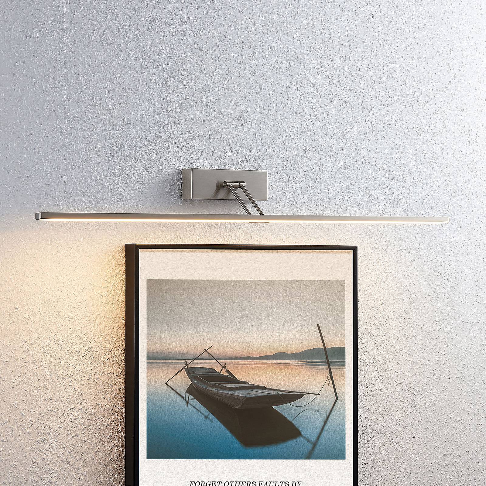 Lucande LED picture light Thibaud, 84 cm, nickel, aluminium Thibaud, Alu / grey / zinc, Living / Dining Room, metal, Modern, Wall Light