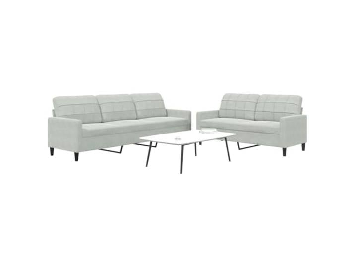 HEFZGDB 2-TLG. Sofagarnitur mit Kissen Hellgrau Samt, Weiches Velours Material und Robustes Metallgestell für Langlebigkeit, Bequeme Polsterung und Modernes Design, Ideal