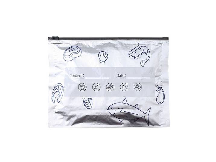 Maxcook Lot de 10 sacs de conservation alimentaire à glissière en aluminium, 23×17+5 cm sacs de congélation réutilisables étanches avec fermeture zippée, zone d'étiquetage pour contenu et date, sacs de conservation isothermes bloquant la lumière pour la f