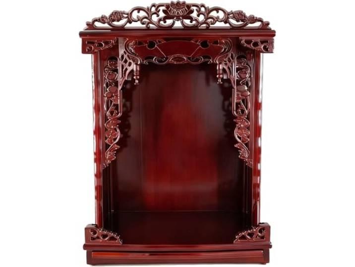 OWIEN Wand-/Tisch-Holz-Buddhistischer Altar, Guan Gong Guanyin Pooja Statue Vitrine(Rosewood,52cm/20.4in)