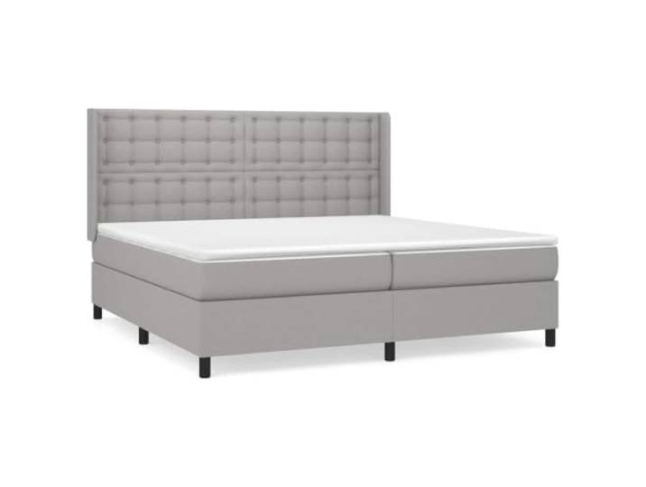 PUGYNBK Boxspringbett, 200 x 200 cm, hellgrauer Stoff Verstellbares Kopfteil, Taschenfederkernmatratze, mittlere Härte, atmungsaktiv