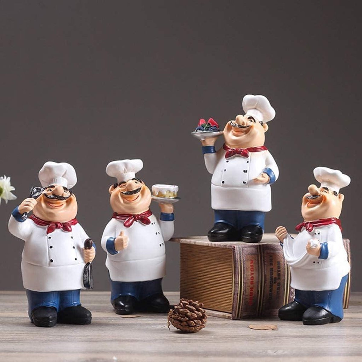 Handgemaakt Chef Beeldje Keuken Decoratie Multicolor H 19 x B 11 x D 8 cm