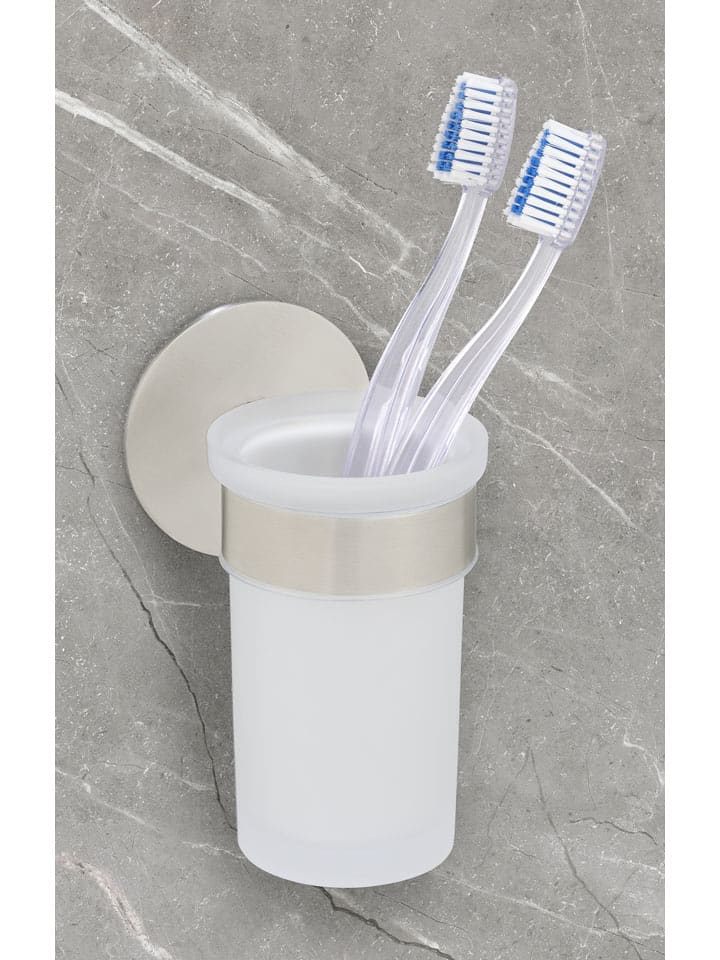Schöner Wohnen Kollektion Zahnputzbecher ''Meleto'' in Weiß/ Silber - (H)12 cm - onesize