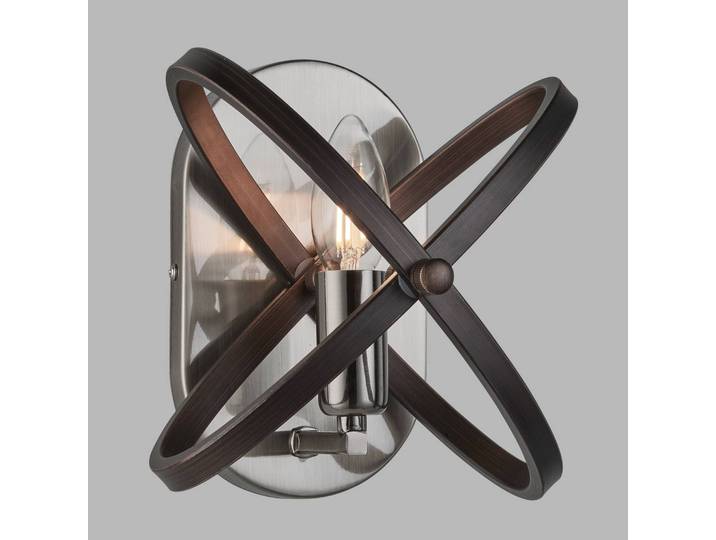 Searchlight Wandlampe Hoopla, dimmbar, alu / grau / zink, für Wohn- / Esszimmer, Metall, Wandleuchte, Wandlampe Innen