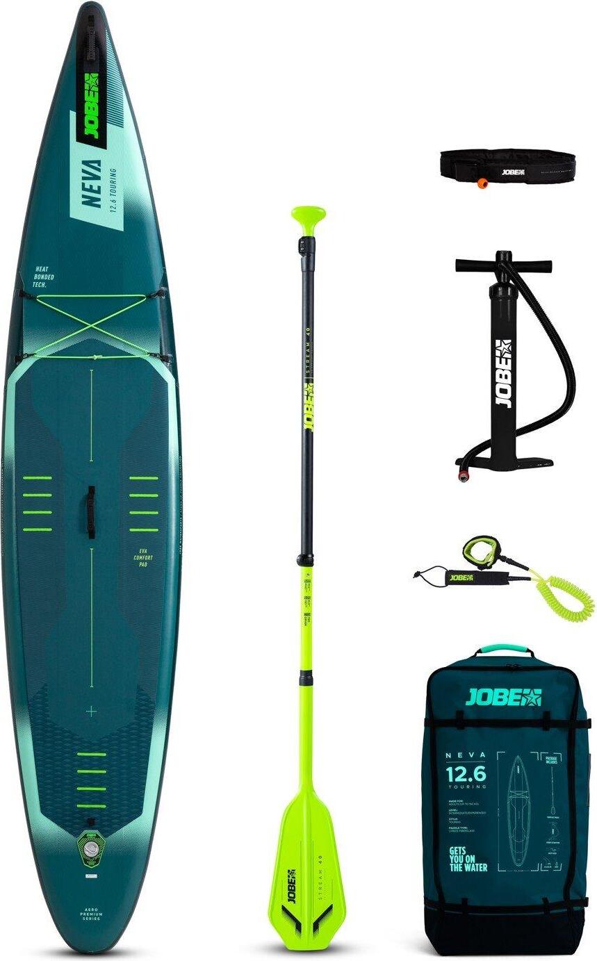 Jobe Aero Neva SUP Board 12.6 Package, Stand Up Paddleboard (SUP), Wippe, Flach, Türkis, EVA (Äthylen-Vinylazetat), Schaum, 150 kg