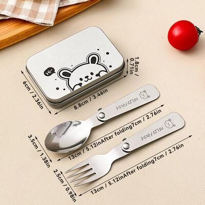 Uplift Picks Portable Folding Camping Cutlery Set With Case Stainless Steel Travel Utensils capybara