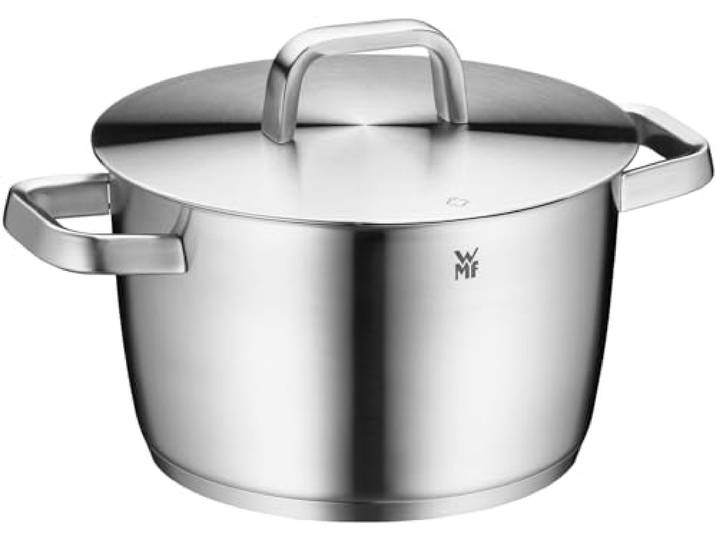 WMF Iconic Kochtopf groß 22cm, Metalldeckel, Fleischtopf Induktion 4,7l, großer Topf, Cromargan Edelstahl poliert, unbeschichtet