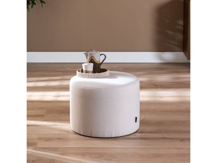 Bronx71 Hocker Hilda rund Stoff off white