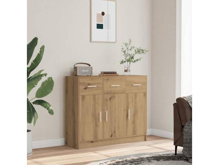 HEFZGDB Klassisches Sideboard mit zeitlosem Design, stabiles Sideboard mit Wandhalterung, aus Holzwerkstoff, mit großzügigem Stauraum und Präsentationsfläche für Deko