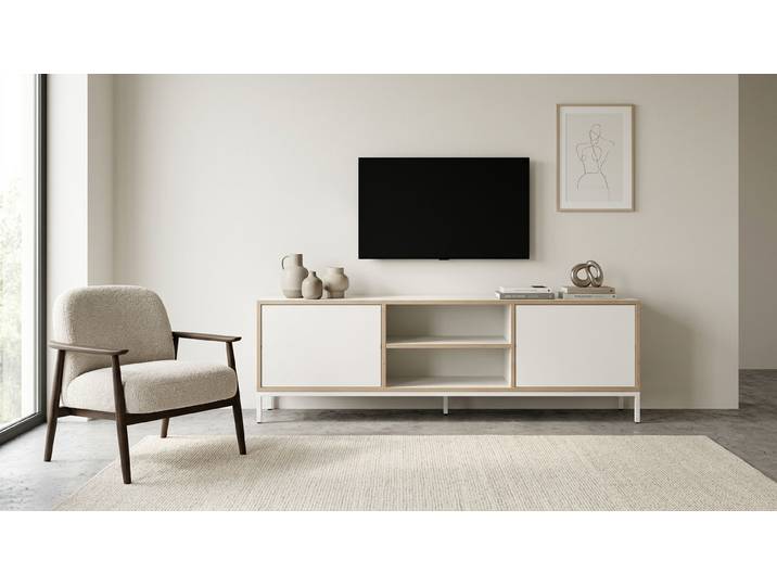 Pickawood Lowboard nach Maß Premium Dekore Weiß Multiplex Kante