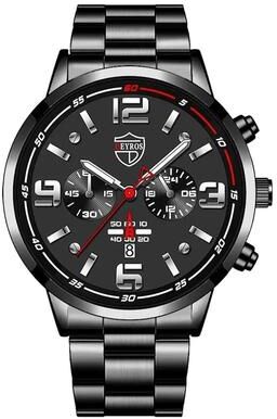 Uplifted Goods Classic Stainless Steel Quartz Wristwatch black Silver