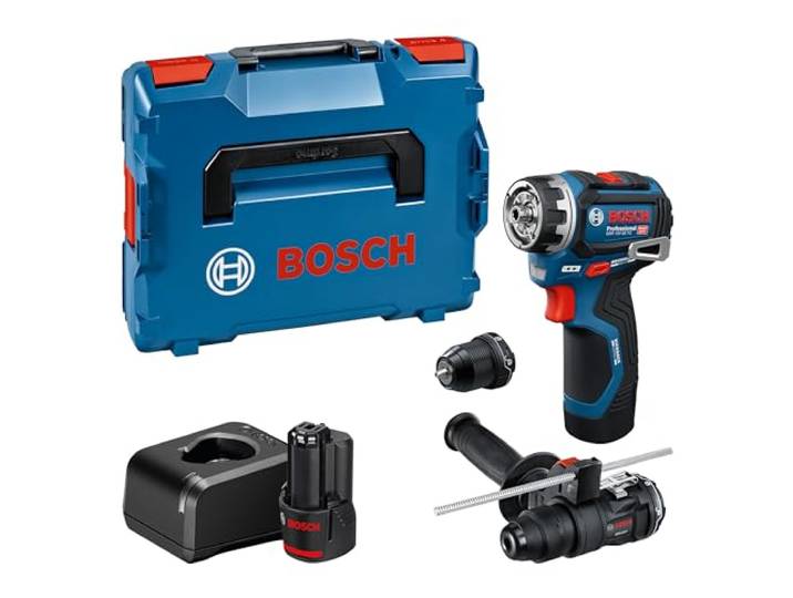 Bosch PRO 12V System Perceuse-visseuse sans-fil GSR12V-32FC (avec 2\,0 Ah\, GAL 12V-20\, GFA 12-M\, GFA 12-H\, poignée aux.\, butée de profondeur\, L-BOXX)