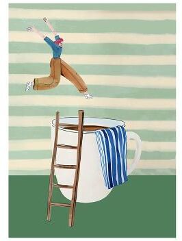 Inspired Living Coffee Diver Coffee Wall Art Canvas Print For Kitchen And Coffee Bar 6 30x42cm Unframed