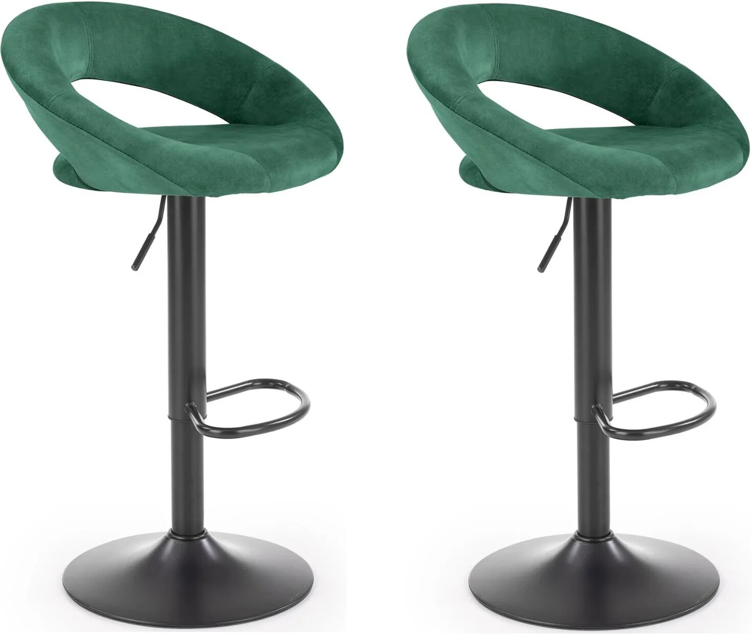 garneroarredamenti Set 2 sgabelli alti da bar regolabili in velluto verde Calipso
