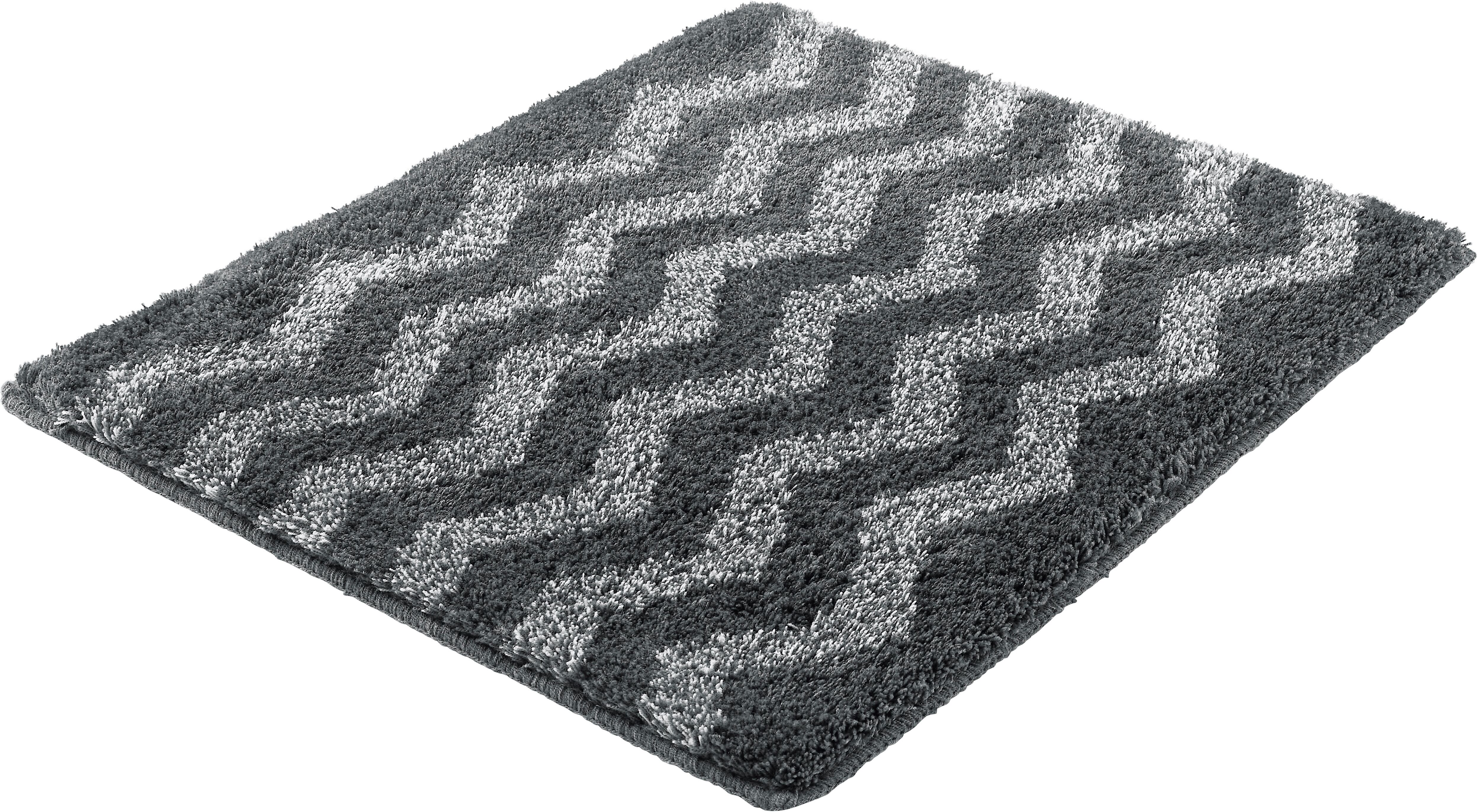 Kleine Wolke "Zack", Badvorleger, Badezimmer Teppich" Höhe 20 mm rutschhemmend beschichtet fußbodenheizungsgeeignet Badteppich, modernes Zickzack Design, Ton in Ton