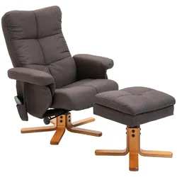 RELAXSESSEL Massagesessel mit Fußhocker Liegefunktion Polyester Braun