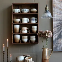 Chic Antique Grimaud Wandregal aus Recyclingholz mit Fächern, Becherregal, 40,5 x 12 x 61 cm - Natur