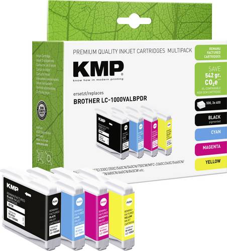 KMP Druckerpatrone ersetzt Brother LC-1000BK, LC-1000C, LC-1000M, LC-1000Y Kompatibel Kombi-Pack Color B75V 1035,4005